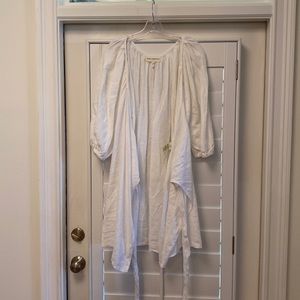 Mara Hoffman white linen wrap dress